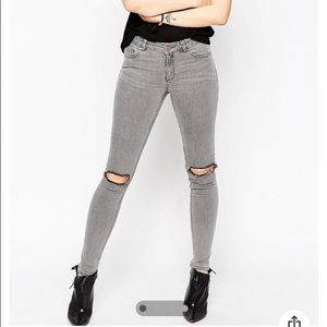 Gray Jeans with knee slits