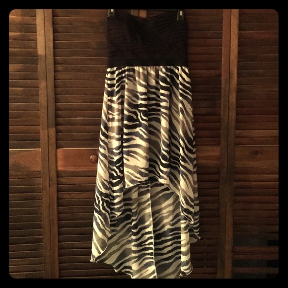 High low dress with zebra design