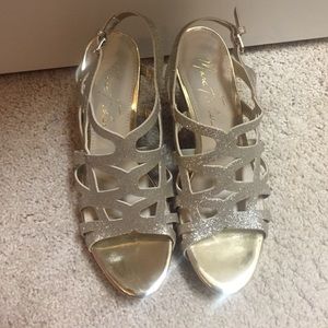 Gold Sparkly Party Wedges