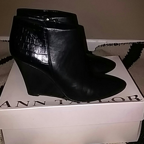 Black leather side zip booties