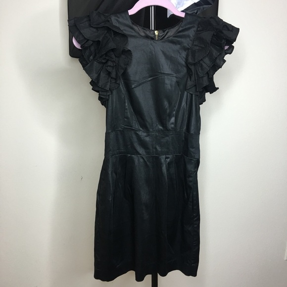 French connection black ruffle dress