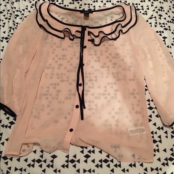 Pink with black designs sheer top