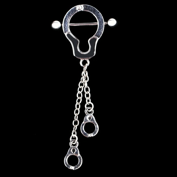 Handcuff like dangle nipple rings