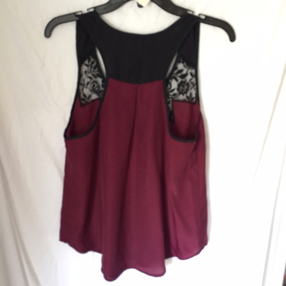 Lace Embellished Wine Racerback Tank - Picture 3 of 4