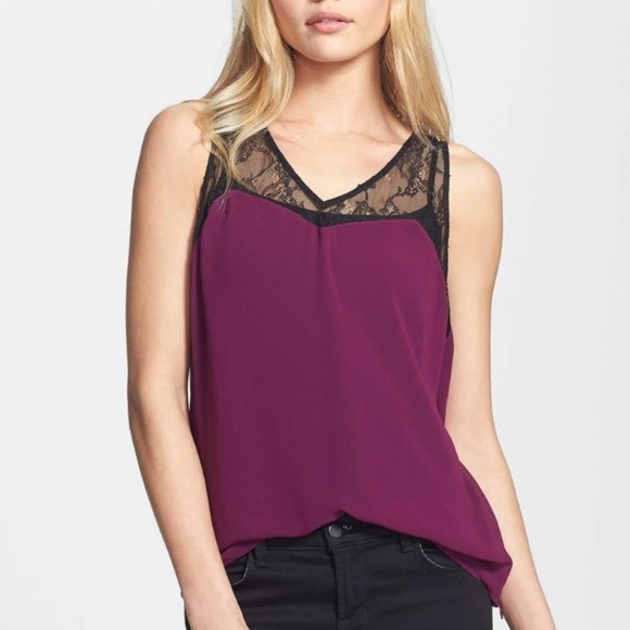 Lace Embellished Wine Racerback Tank - Picture 4 of 4