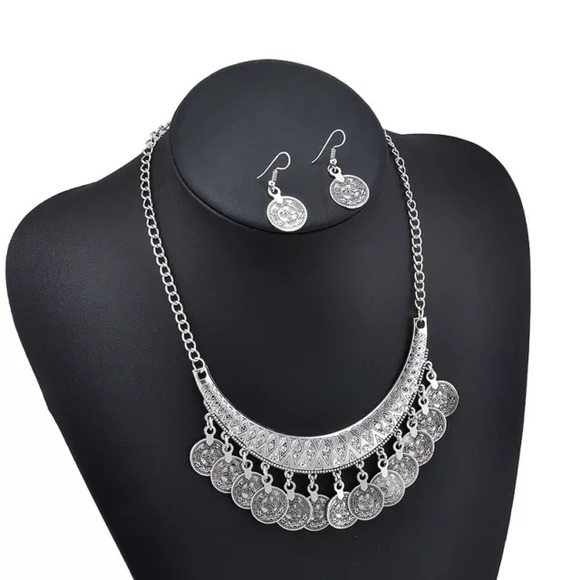 Jewelry - 🚫sold🚫NWOT Boho Coin Necklace with Earrings