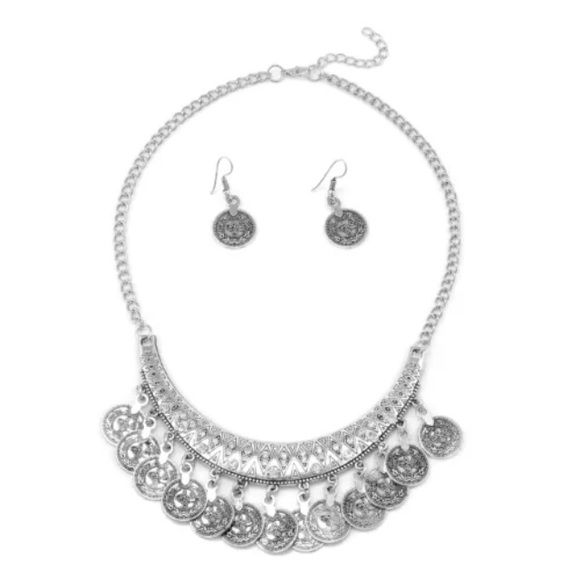 🚫sold🚫NWOT Boho Coin Necklace with Earrings - Picture 2 of 2