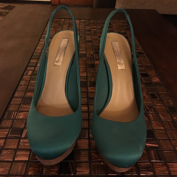 Teal satin heel