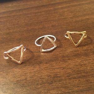 Set of 3 Trendy Minimalist Triangle Ring