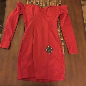 Red off the shoulder dress