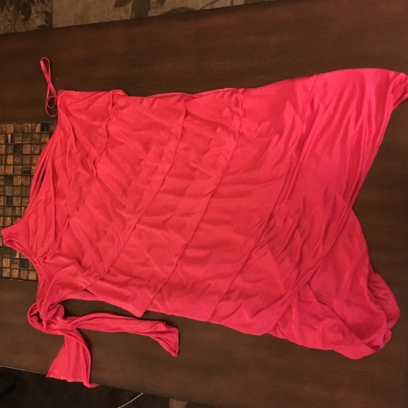 Hot pink one shoulder shift dress