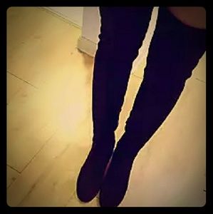 NEW Black faux suede over the the knee otk boots