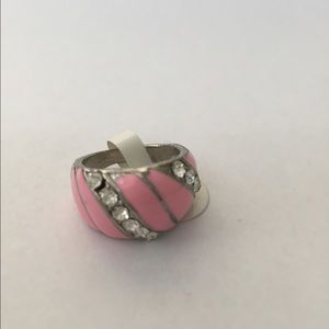 NEW. Pink and silver rhinestone ring.