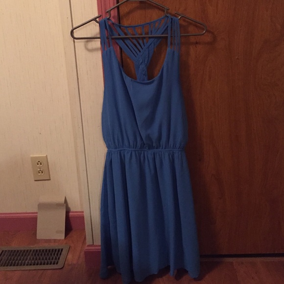 Blue flowy dress with strappy back
