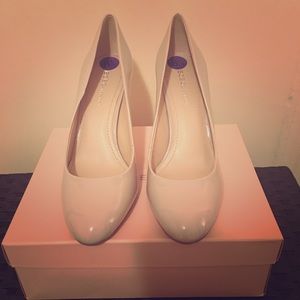 BCBGeneration Nude Patent Leather Pumps.