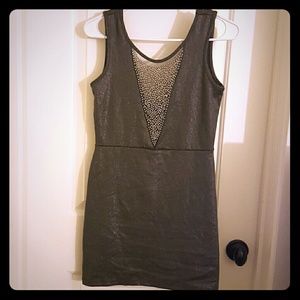 Dark Silver Dress w/ Beaded Neckline