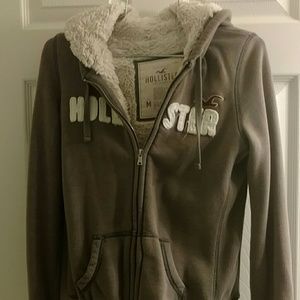 Hollister faux fur lined zip hoodie