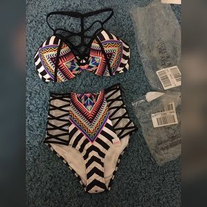 Victoria's Secret Pink strappy bikini tribal set