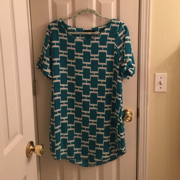 Turquoise shift dress