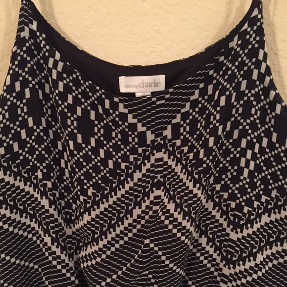 High low black and white chiffon dress - Picture 3 of 4