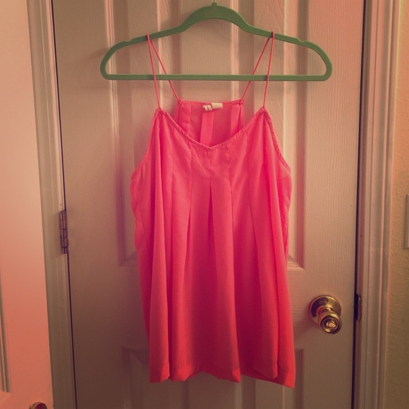 Coral pleated Racerback tank top
