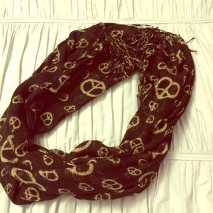 Black peace sign scarf