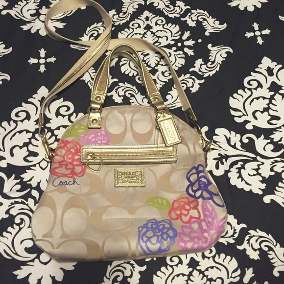 Coach Gold Flower Poppy Crossbody Purse