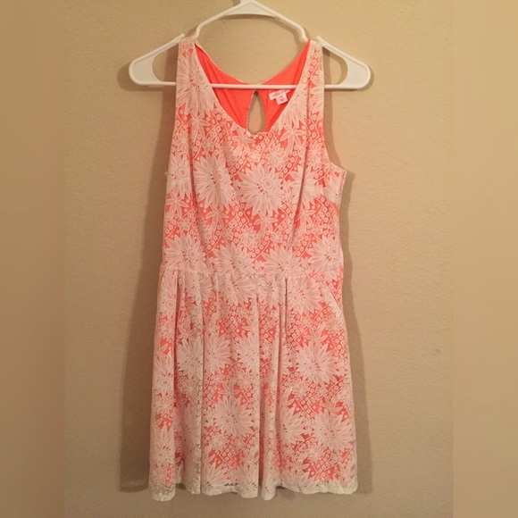 Orange and white lace dress