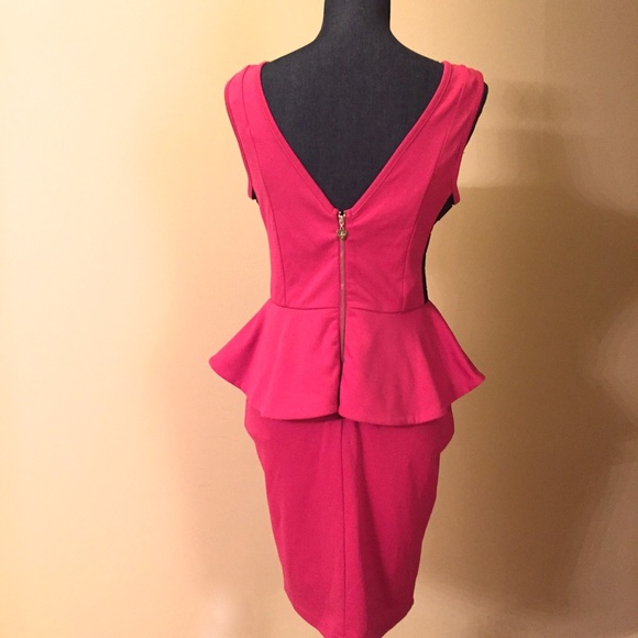 NWT Fucshia Peplum Dress - Picture 3 of 3