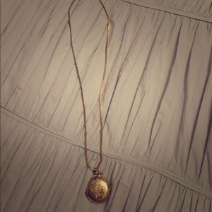 Vintage inspired clock watch gold necklace