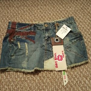 Rugged Jean Mini Skirt with detailing