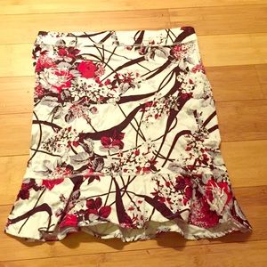 Romy black white and red floral skirt