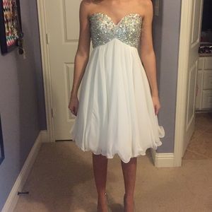 White Sparkly Homecoming Dress