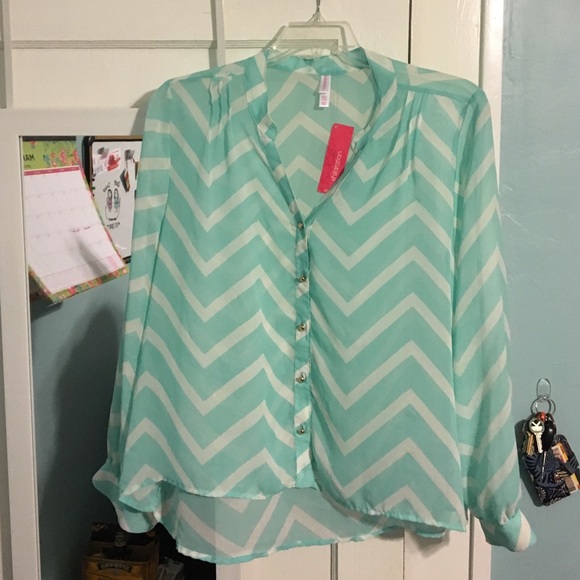 Xhilaration Sheer Chevron Button-Down