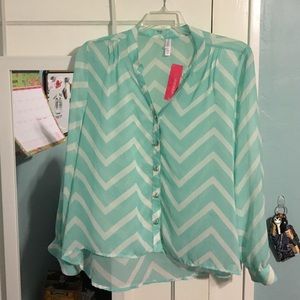 Xhilaration Sheer Chevron Button-Down