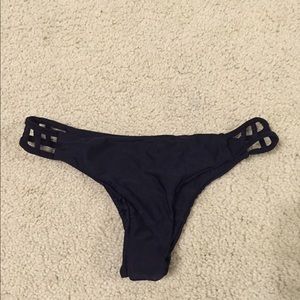 Black cutout thong bikini bottom