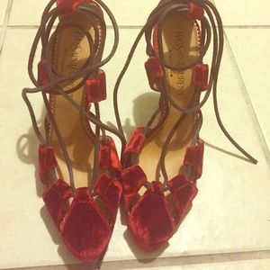 Red Yves Saint Laurent by Tom Ford velvet heels