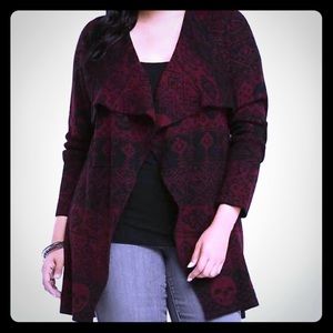 Skull Fair Isle Drape Front Cardigan NWT