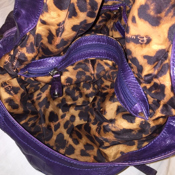 B Makowsky Purple Leather Satchel - Picture 3 of 4