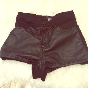 Leather black shorts