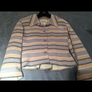 Authentic Chanel tweed spring ocean blue Jacket