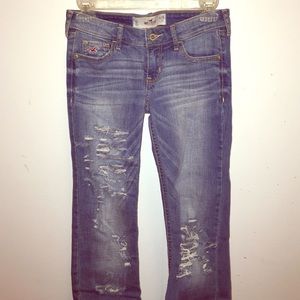 Hand cut distressed skinny jeans!