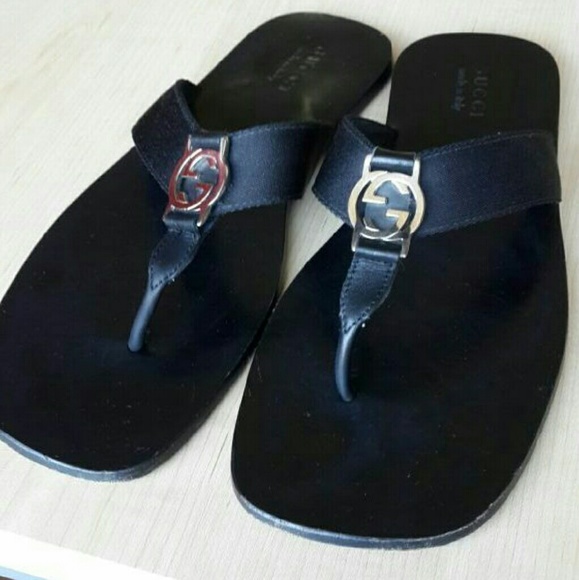 Gucci Leather Thongs Interlocking G Men Sz 9 US