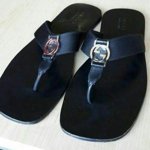 Gucci Leather Thongs Interlocking G Men Sz 9 US