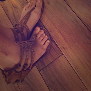Brown Studded Gladiator Sandals