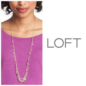 LOFT Long Faux Crystal Teardrop Necklace