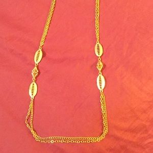 Long gold chained necklace