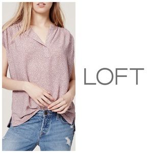 NWT LOFT Dusty Rose Speckled Split Neck Blouse MP