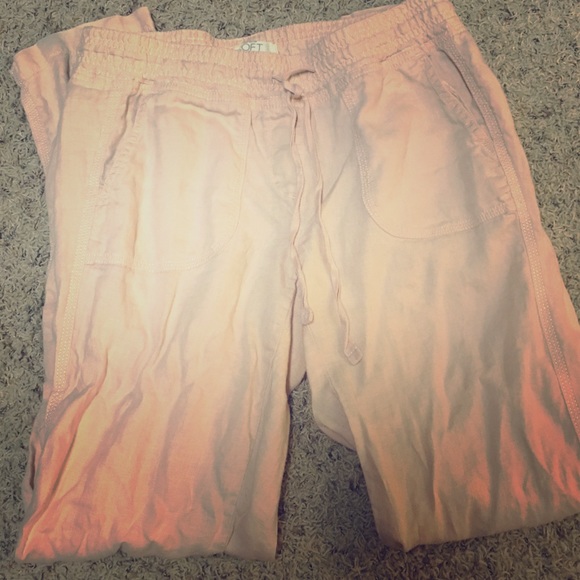 Peach linen drawstring pants