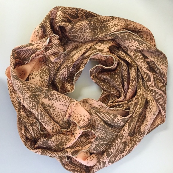 Peach snake print silky scarf